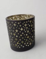 Giftware Trading Black Votive with Stars Design 7 x 8cm