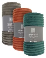 Country Club Ribbed Coral Throw - Assorted