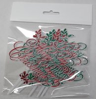 NJ Products Christmas Cake Decorations (Pack of 6) - Merry Christmas