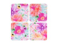 Maxwell & Williams Teas & C's Dahlia Daze Cork Back Coasters (Set of 4) 10.5cm