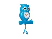 Karlsson Wall Clock Owl Pendulum - Bright Blue