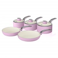 Swan Retro 5 Piece Pan Set Pink