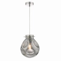 Dar Quinn Pendant Polished Chrome & Smoked Glass