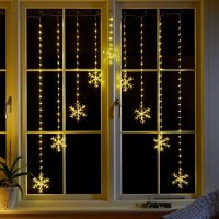 Three Kings Low Voltage Snowflake Curtain Lights - Warm White