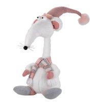 Three Kings Seasonal Plush Decor Rat A Louis - White & Pink