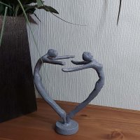 HEART COUPLE Elur Iron Figurine 15cm Grey Shimmer