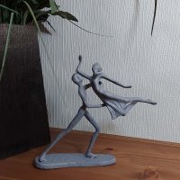 DANCING COUPLE IN LIFT Elur Iron Figurine 17cm Grey Shimmer