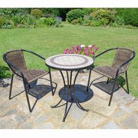 HENLEY 60cm Bistro Table with 2 SAN REMO Chairs Set