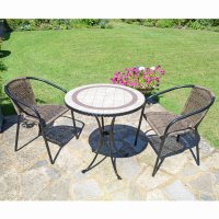 HENLEY 71cm Bistro Table with 2 SAN REMO Chairs Set