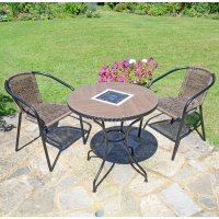 HASLEMERE 71cm Bistro Table with 2 SAN REMO Chairs Set
