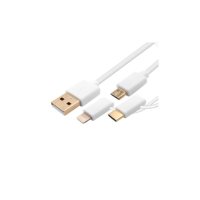 Extrastar 3 in 1 USB 2.0 Data Charging Cable - White