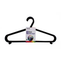 Jiating 10 Piece Plastic Cloth Hanger - Black