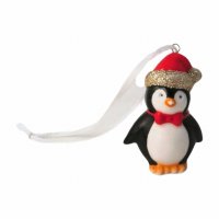 Giftware Trading Ceramic Penguin Tree Decoration with Glitter