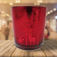 Giftware Trading Red Tree & Deer Votive 6.8 x 7.4cm