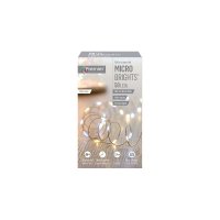 Premier Decorations MicroBrights Battery Operated Multi-Action Lights with Timer 50 LED on Silver Wire - White/Warm White