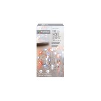 Premier Decorations MicroBrights Battery Operated Multi-Action Lights with Timer 100 LED on Silver Wire - Red/White/Blue