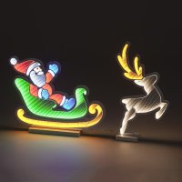 SnowTime Infinity Santa Sleigh and Reindeer 75cm