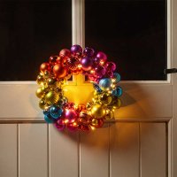 Three Kings InLit Bauble Wreath 36cm - Rainbow