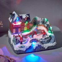 Three Kings Animated Villages Skaters SnowScene