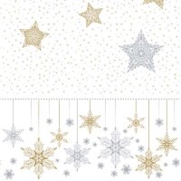 Duni Christmas Napkins 33cm (Pack of 20) - Snowstars White