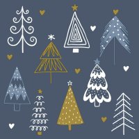 Paper + Design Christmas Napkins 33cm (Pack of 20) - Fun Trees Blue