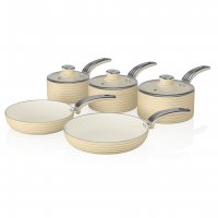 Swan Retro 5 Piece Pan Set - Cream