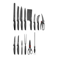 Tower Essentials 24 Piece Stone Coated Knife Set - Black