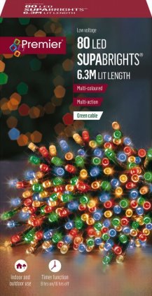 Premier Decorations SupaBrights Multi-Action 80 LED with Green Cable - Multicoloured