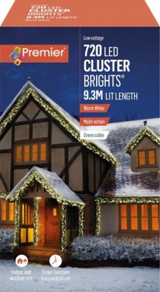 Premier Decorations ClusterBrights Multi-Action 720 LED with Green Cable - Warm White