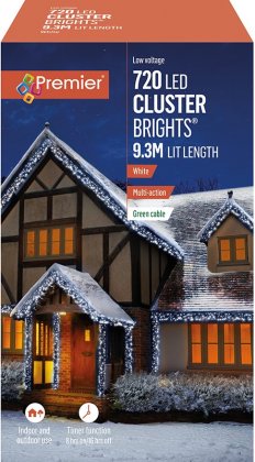 Premier Decorations ClusterBrights Multi-Action 720 LED with Green Cable - White