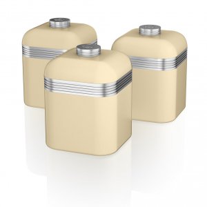 Swan Retro Set of 3 Canisters - Cream