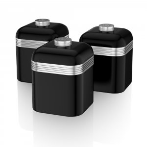 Swan Retro Set of 3 Canisters - Black