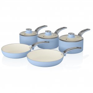 Swan Retro 5 Piece Pan Set - Blue