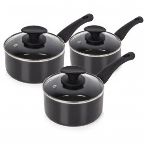 Tower 3 Piece Saucepan Set Black