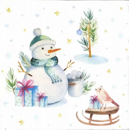 Paper + Design Christmas Napkins 33cm (Pack of 20) - Lovely Snowman