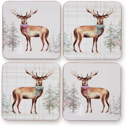 Cooksmart Christmas Stag Set of 4 Coasters