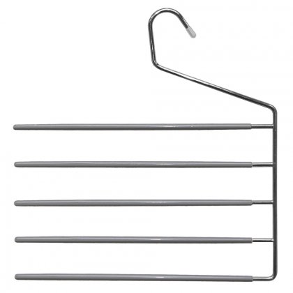 ordinett 5 Bar Anti-Slip Trouser Hanger - Silver