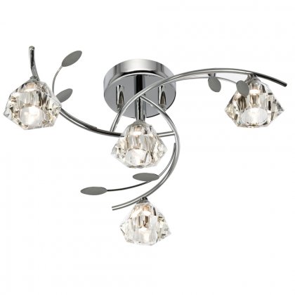 Searchlight Sierra 4 Light Semi-Flush Chrome & Clear Glass