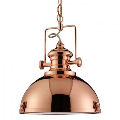 Searchlight Louisiana Industrial Pendant Copper Clear Lens