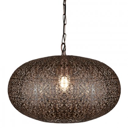 Searchlight Fretwork Pendant Antique Copper