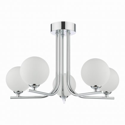 Cradle 5 Light Semi Flush Polished Chrome Opal Glass