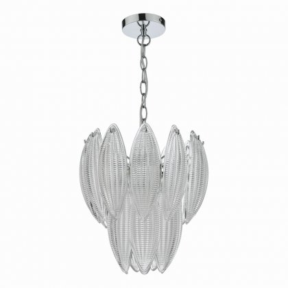 Maeve 6 Light Pendant Polished Chrome Textured Glass