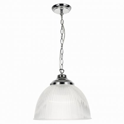 Nahla 1 Light Pendant Ribbed Glass Polished Chrome