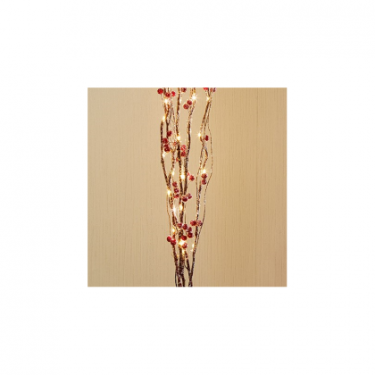 Premier Decorations 1M Natural Twigs with Red Berries & 30 Warm White LED