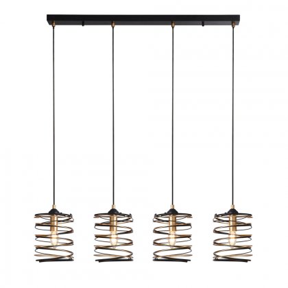 Searchlight Spring 4 Light Bar Ceiling Pendant Black Metal & Gold