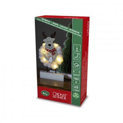 Konstsmide Battery Operated Wood & Cotton Moose with 6 LED