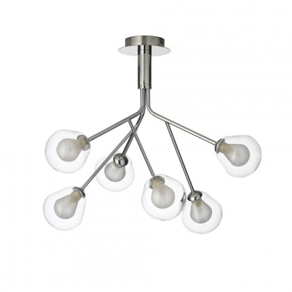 Oaks Lighting Harren 6 Arm Semi-Flush Ceiling Light Chrome