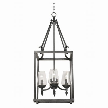 Oaks Lighting Corfe 4 Light Chandelier Black Silver Metallic