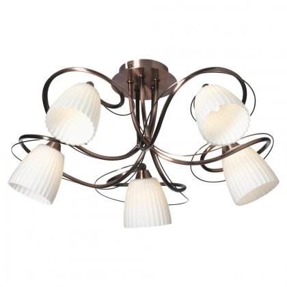 Oaks Lighting Leke 5 Arm Semi-Flush Ceiling Light Copper