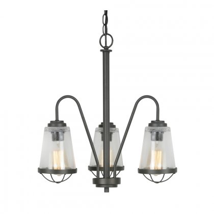 Oaks Lighting Bodo 3 Light Chandelier Black Silver Metallic